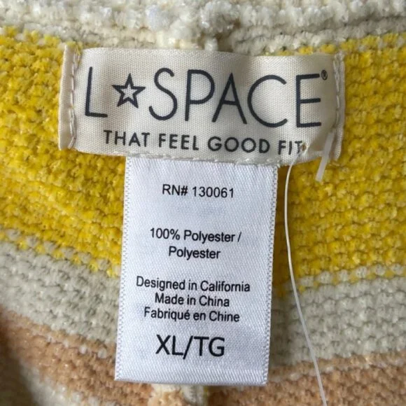 L*SPACE | NWT Sun Seeker Yellow Tie Waist Chenille Lounge Shorts | Size XL - Picture 8 of 10